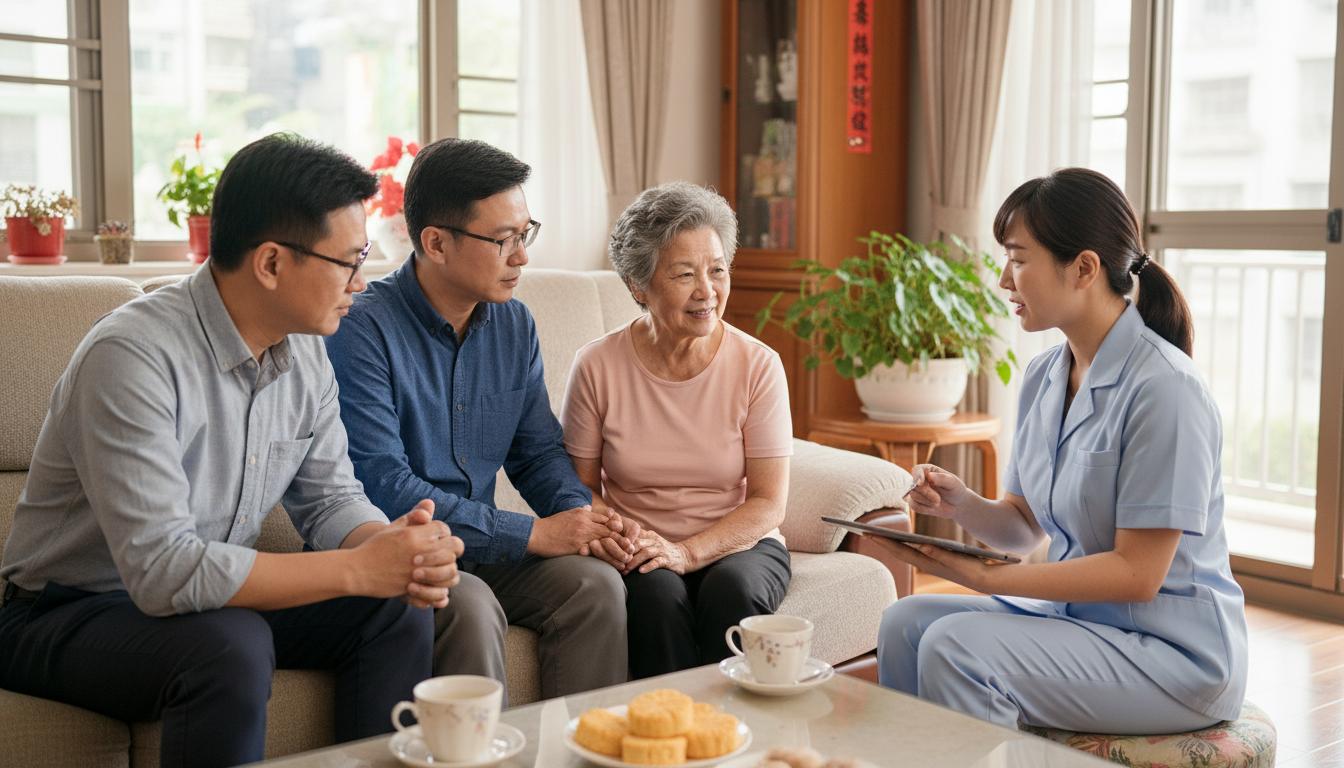 照護顧問與家屬討論照護方案