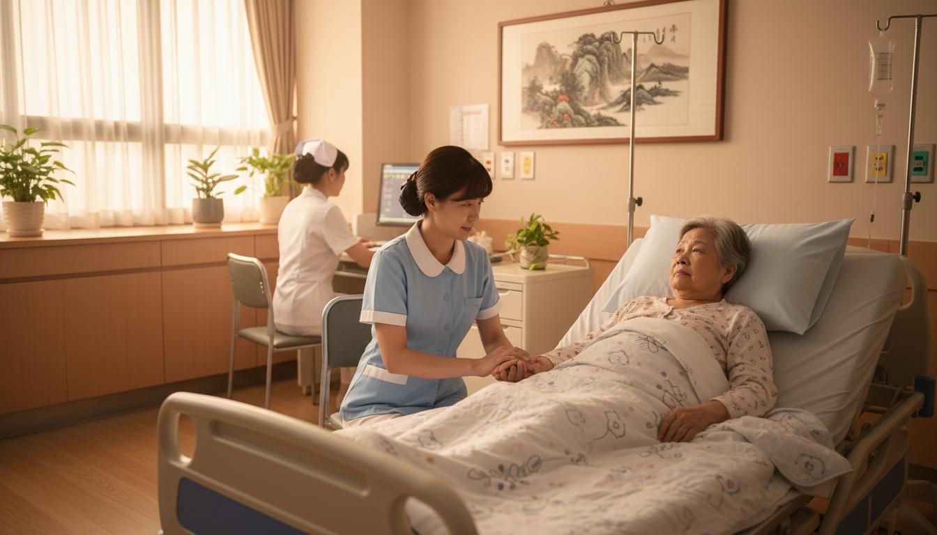 專業醫院看護員在病房陪伴患者