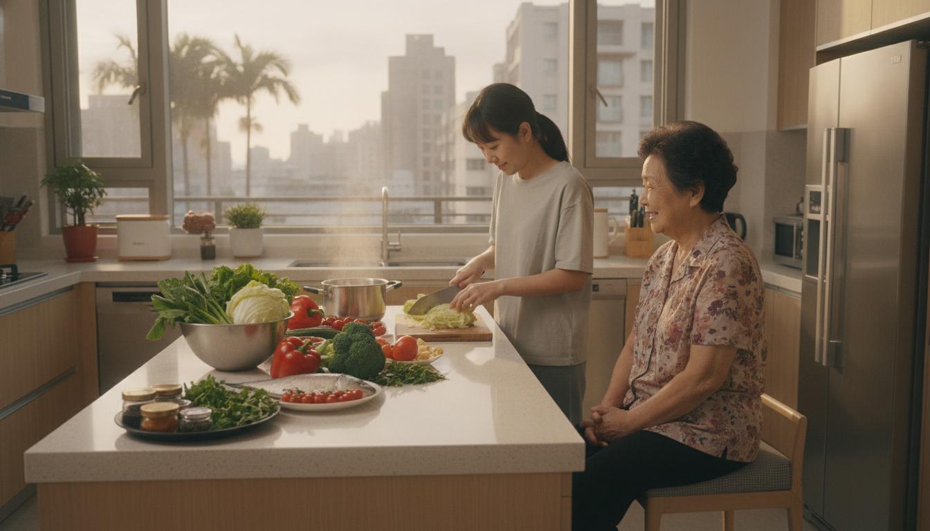 臨時看護為長者準備健康餐食